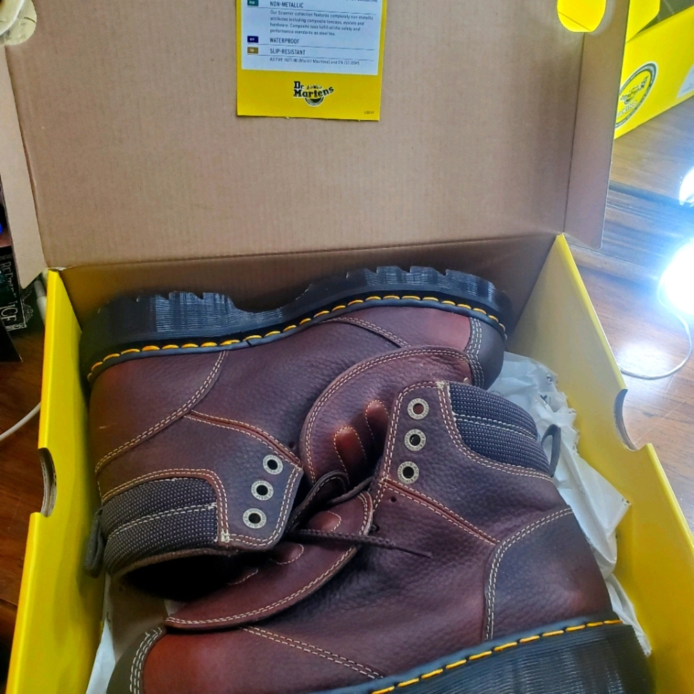 Dr. Martens unisex work boots.